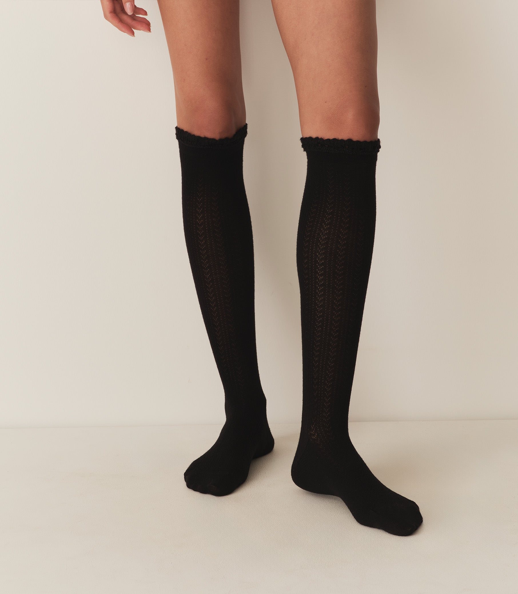 COLLÉGIEN POINTELLE KNEE HIGH SOCK -- NOIR DE CHARBON | 3RD PARTY