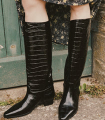 RIVIERA BOOT -- BLACK FAUX CROC | FALL 24