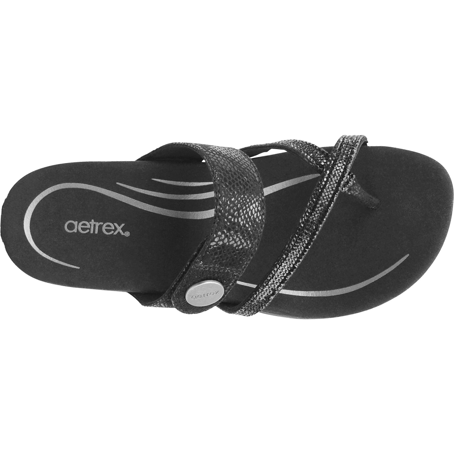 Women's Aetrex Izzy Black Sparkle Synthetic