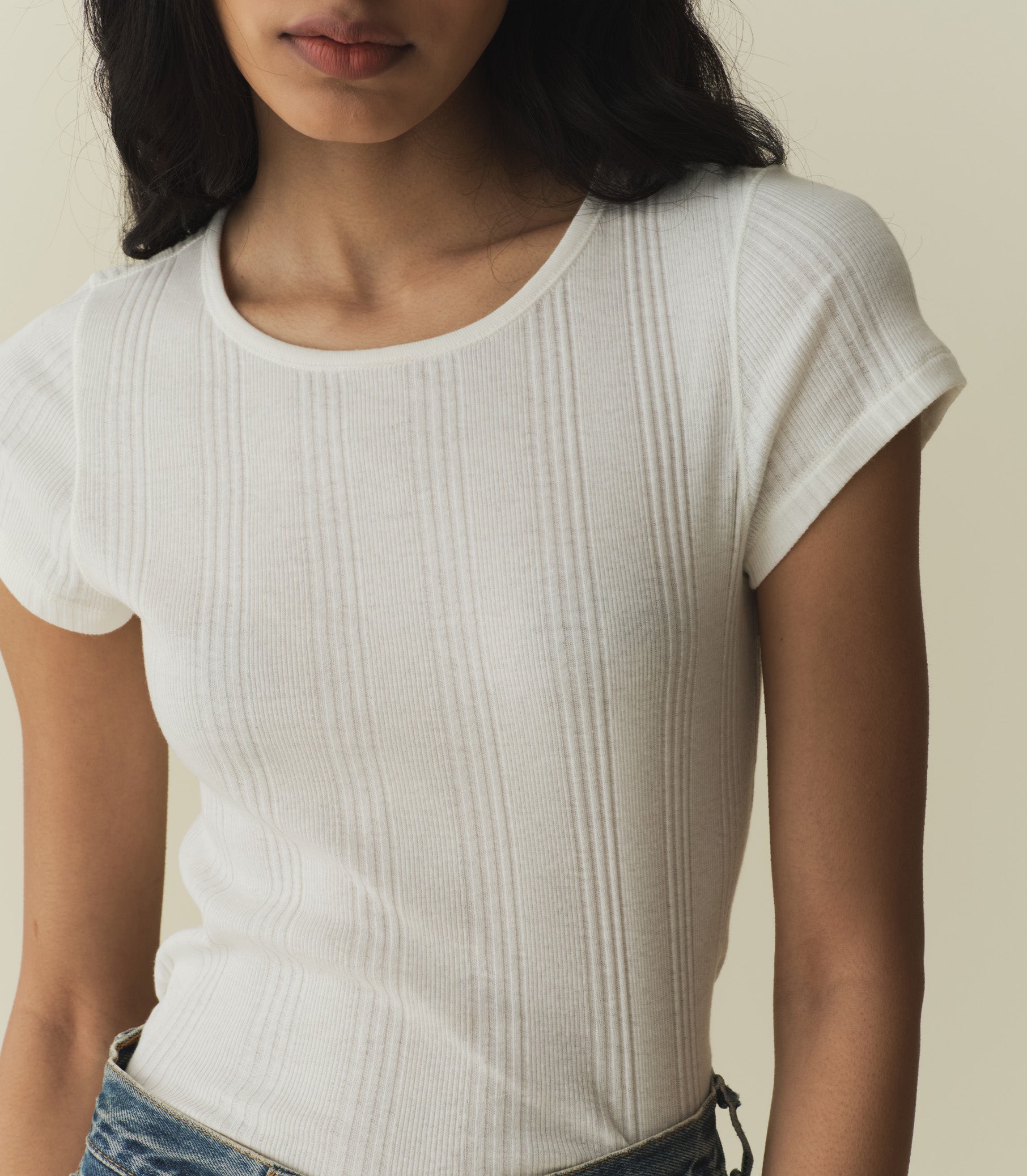 VIVI CASHMERE BLEND TEE -- SALT | SPRING 24