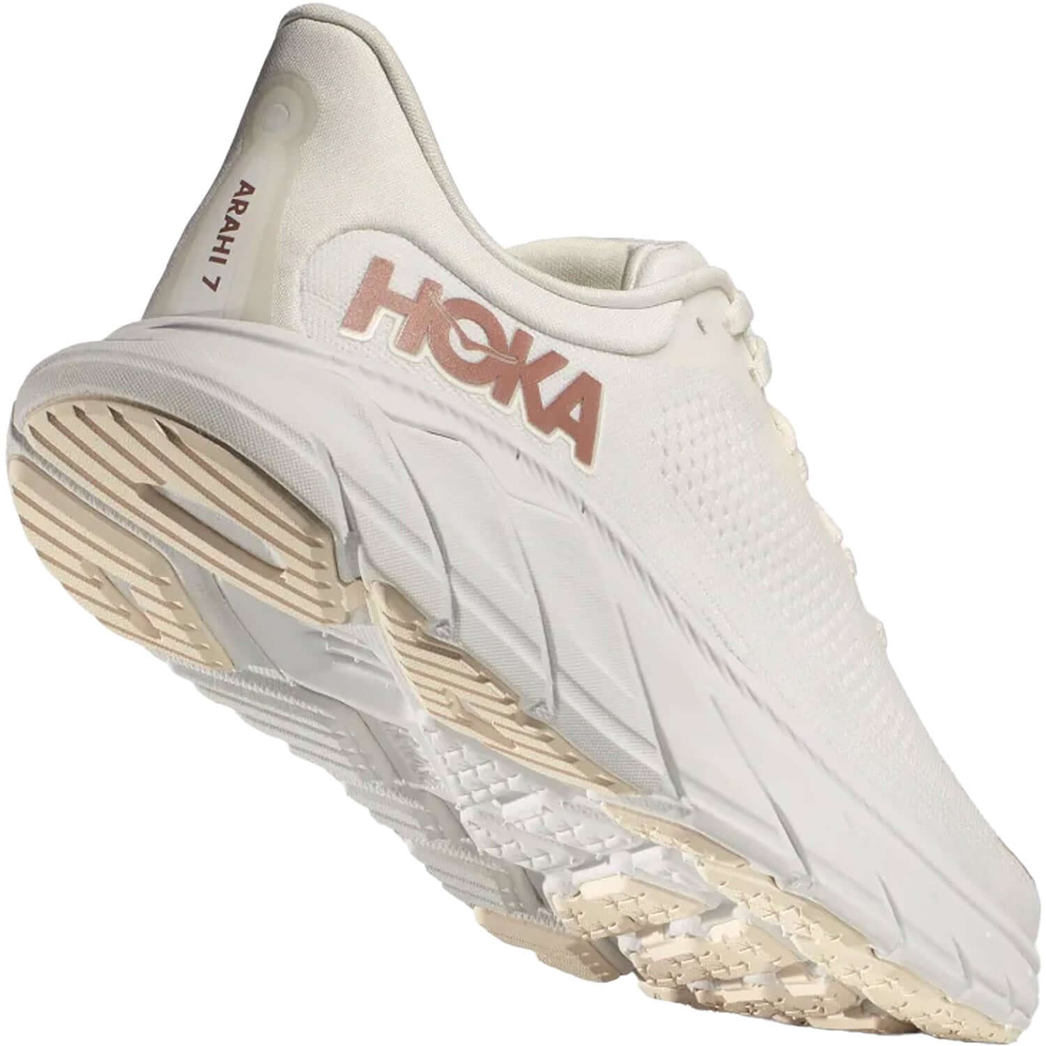 Women's Hoka Arahi 7 Blanc De Blanc/Rose Gold Mesh