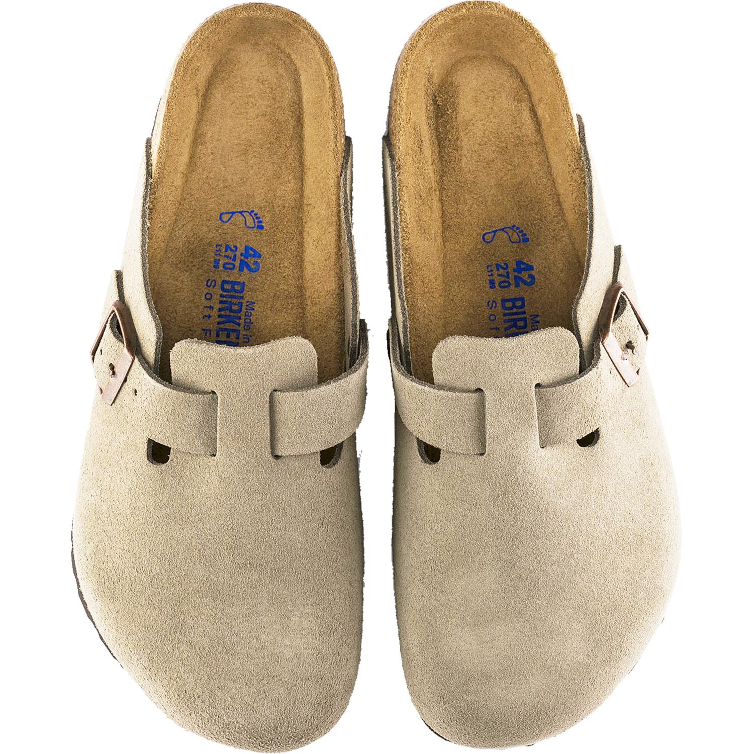 Unisex Birkenstock Boston Soft Footbed Taupe Suede