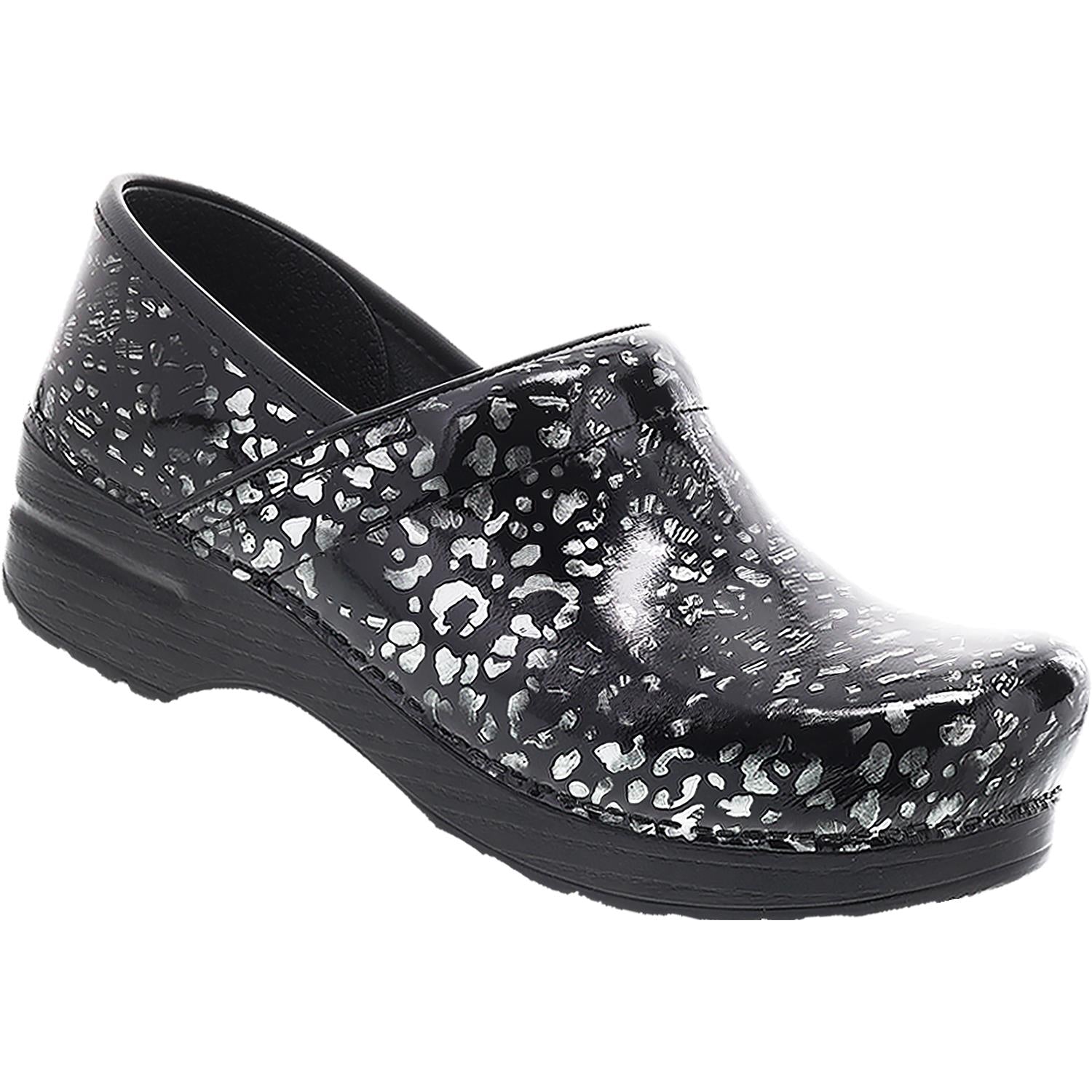 Women's Dansko Professional Clog Pewter Leopard Patent Leather