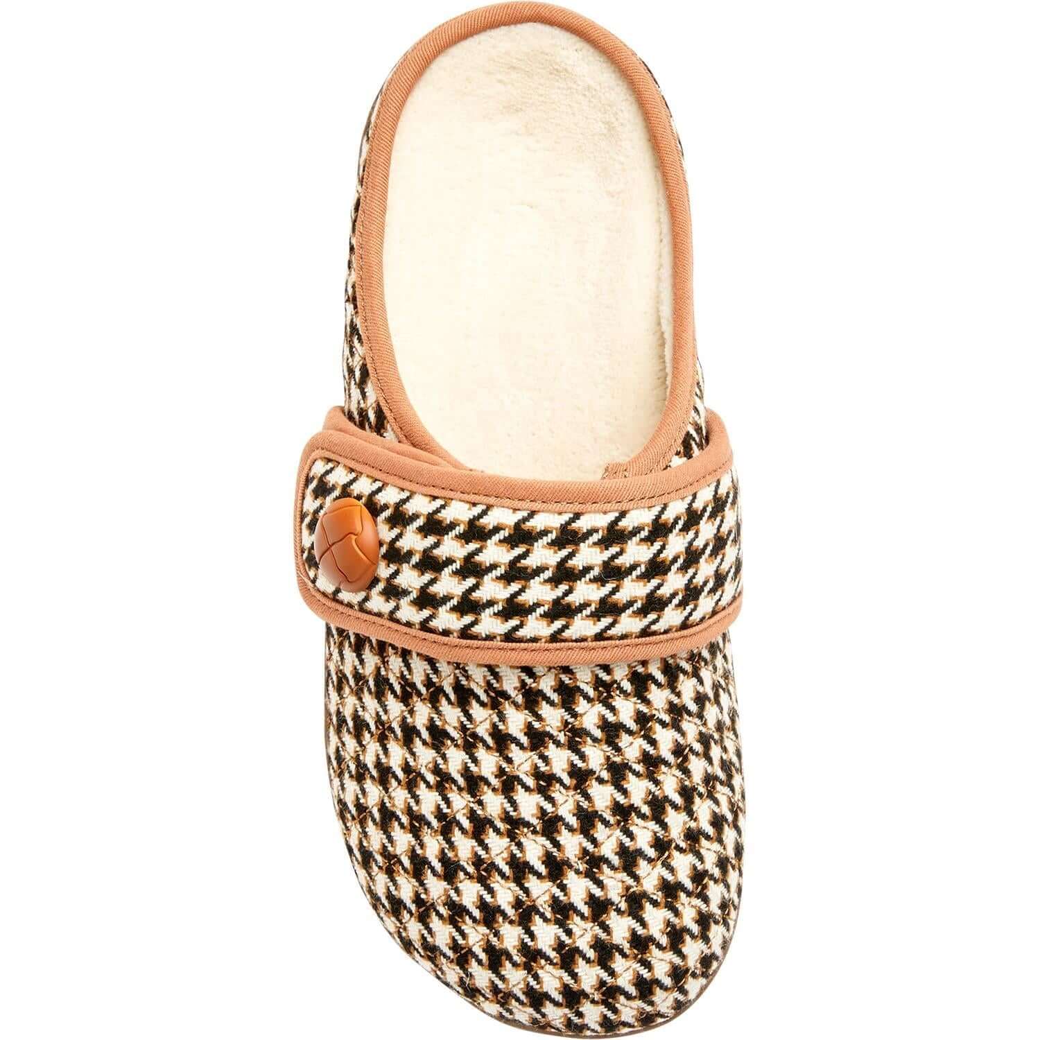 Women's Vionic Carlin Slippers Houndstooth Cream Fabric