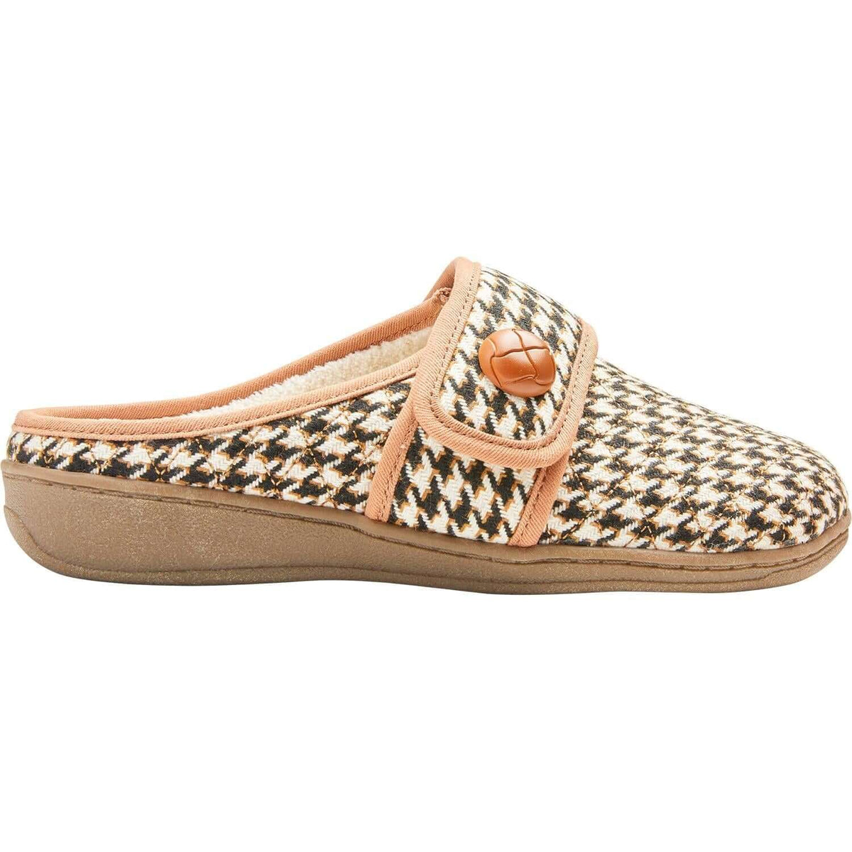 Women's Vionic Carlin Slippers Houndstooth Cream Fabric